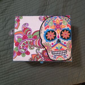Sugar Skull Box Cloth Plush Top Day of the Dead Stash Secret Trinket Embroidered